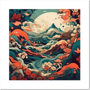 Abstract Japanese landscape Posters and Art